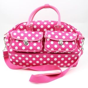 Polkadot Womens Pink & White Carry on Bag Luggage